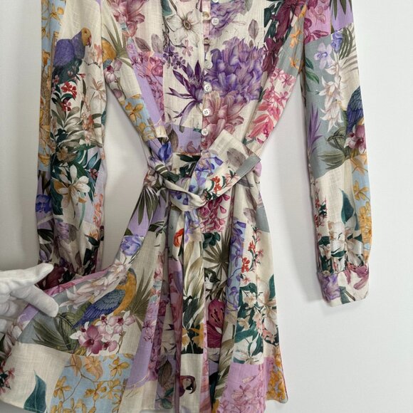 ZARA BLOGGER'S FAVE DRESS Multi-Color Viscose Linen Floral +, Med New w/out Tags - Picture 2 of 15
